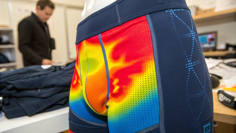 Close-up of advanced underwear with colorful heat map overlay