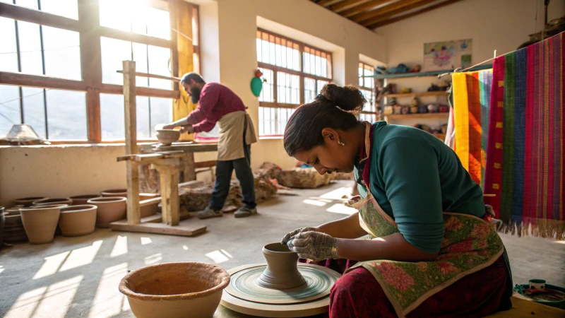 Artisans collaborating in a workshop