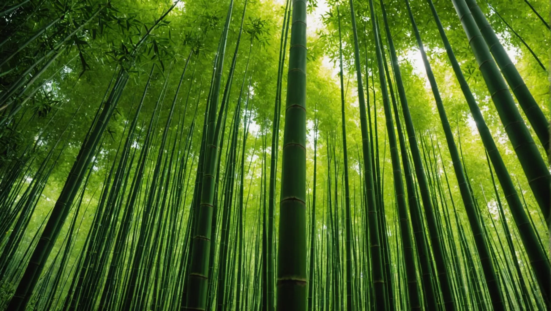 Dense bamboo forest with sunlight filtering through the leaves, symbolizing sustainability.
