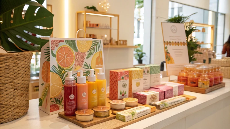 A bright retail display showcasing various aesthetically pleasing products.