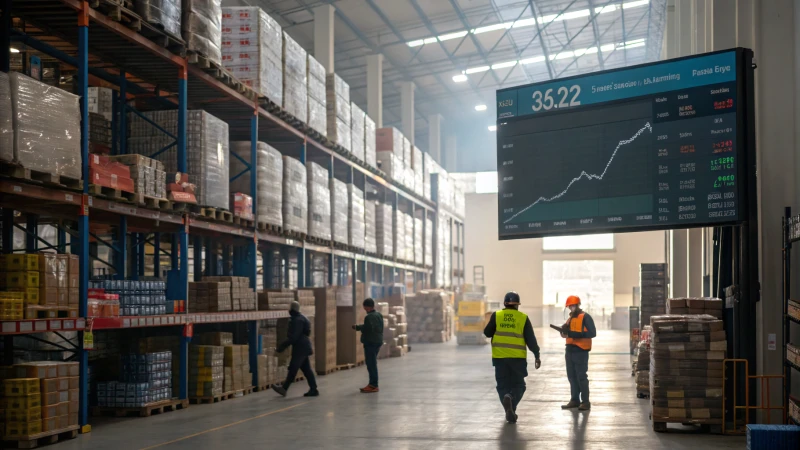 A busy warehouse filled with products and employees
