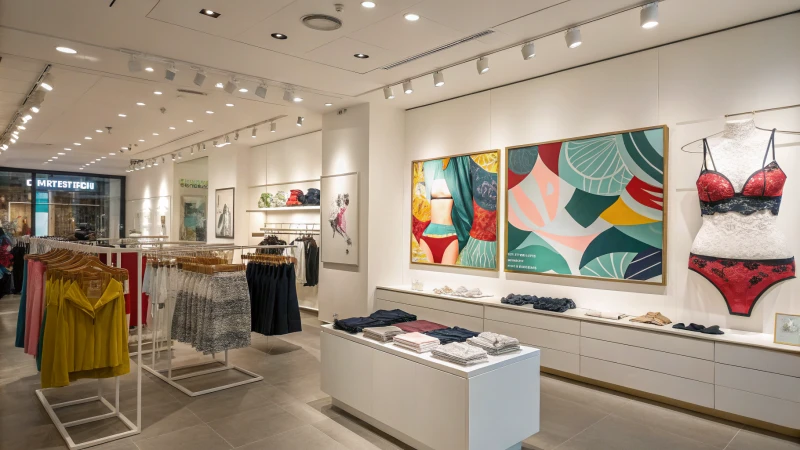 A modern underwear retail store showcasing innovative designs.