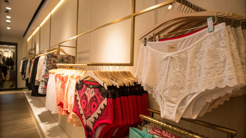 Display of custom underwear in a boutique setting