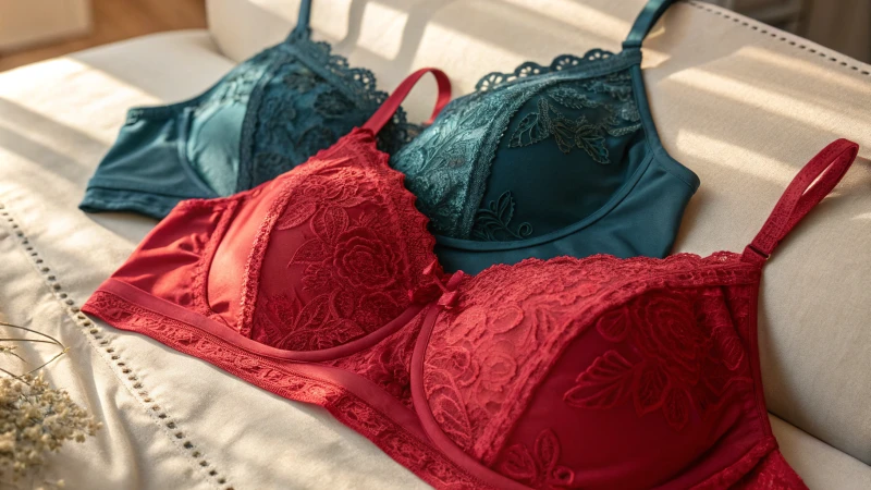 Close-up of elegant plus-size lingerie with lace details on textured surface