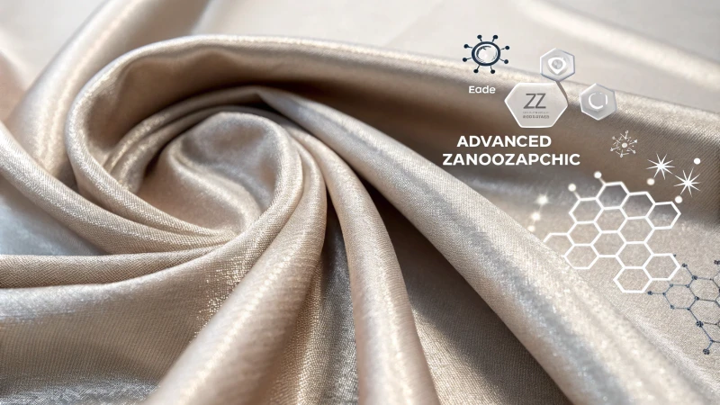 Close-up of a fabric sample with nanoparticles