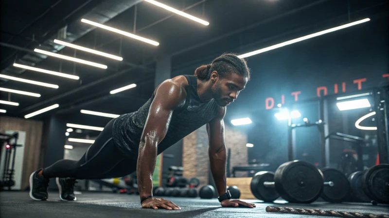 Athlete performing a workout in a modern gym