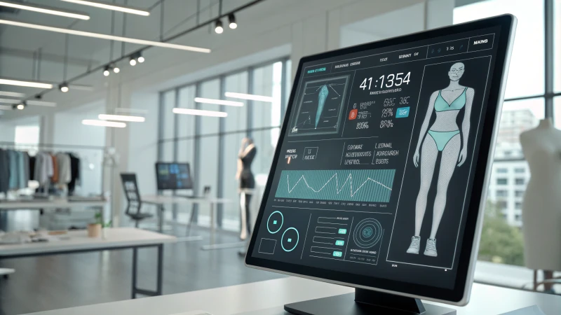 A futuristic digital interface showcasing custom-fit underwear designs