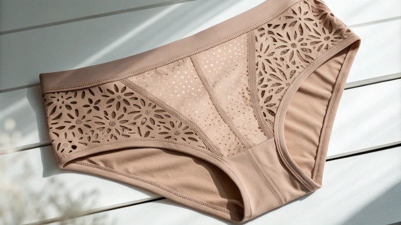 Close-up of modern laser-cut underwear showing intricate design