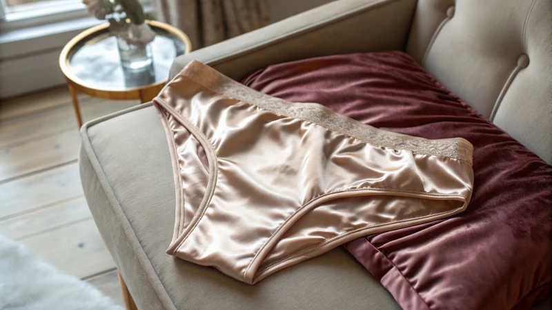 Luxurious silk underwear displayed on a velvet cushion