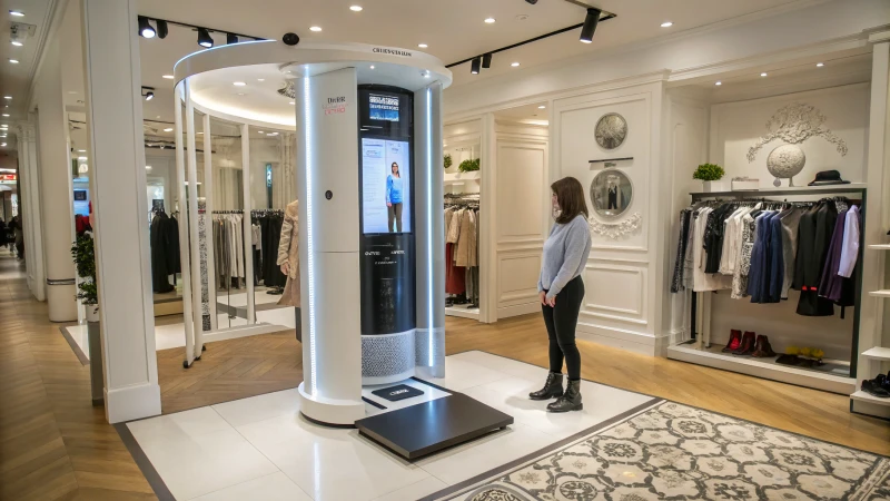 Modern boutique with a 3D body scanning machine