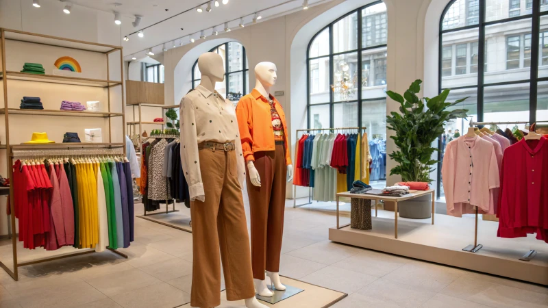Interior of a modern retail store with diverse gender-neutral fashion