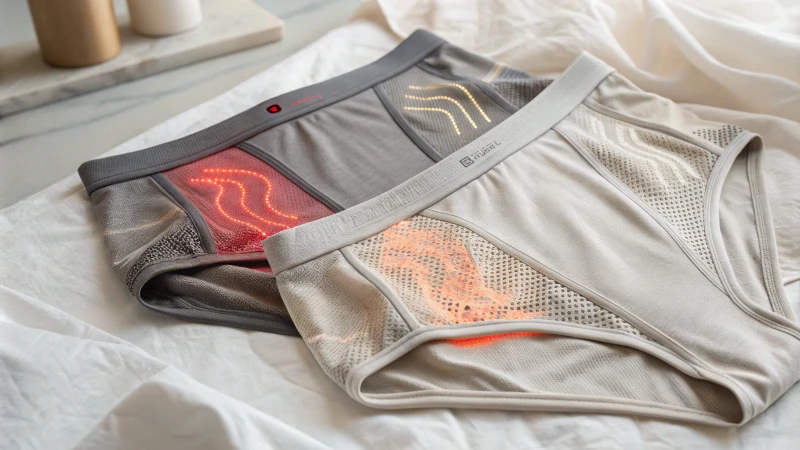 Close-up view of modern underwear with heat mapping technology