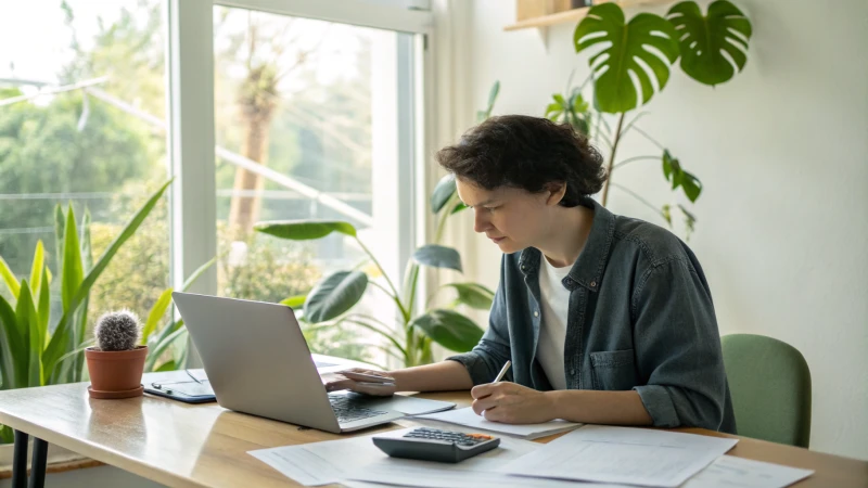 Person in modern office analyzing subscription costs