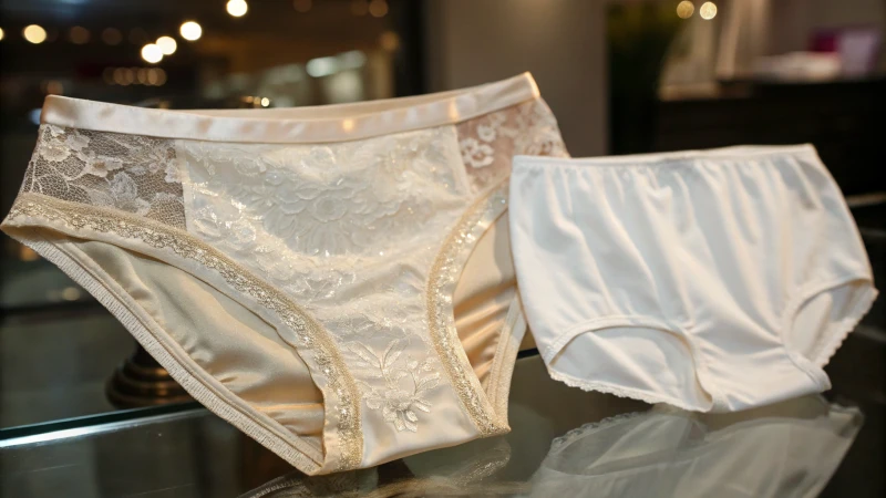Close-up of silk and cotton underwear side by side