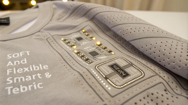 Close-up of smart textile fabric with embedded sensors