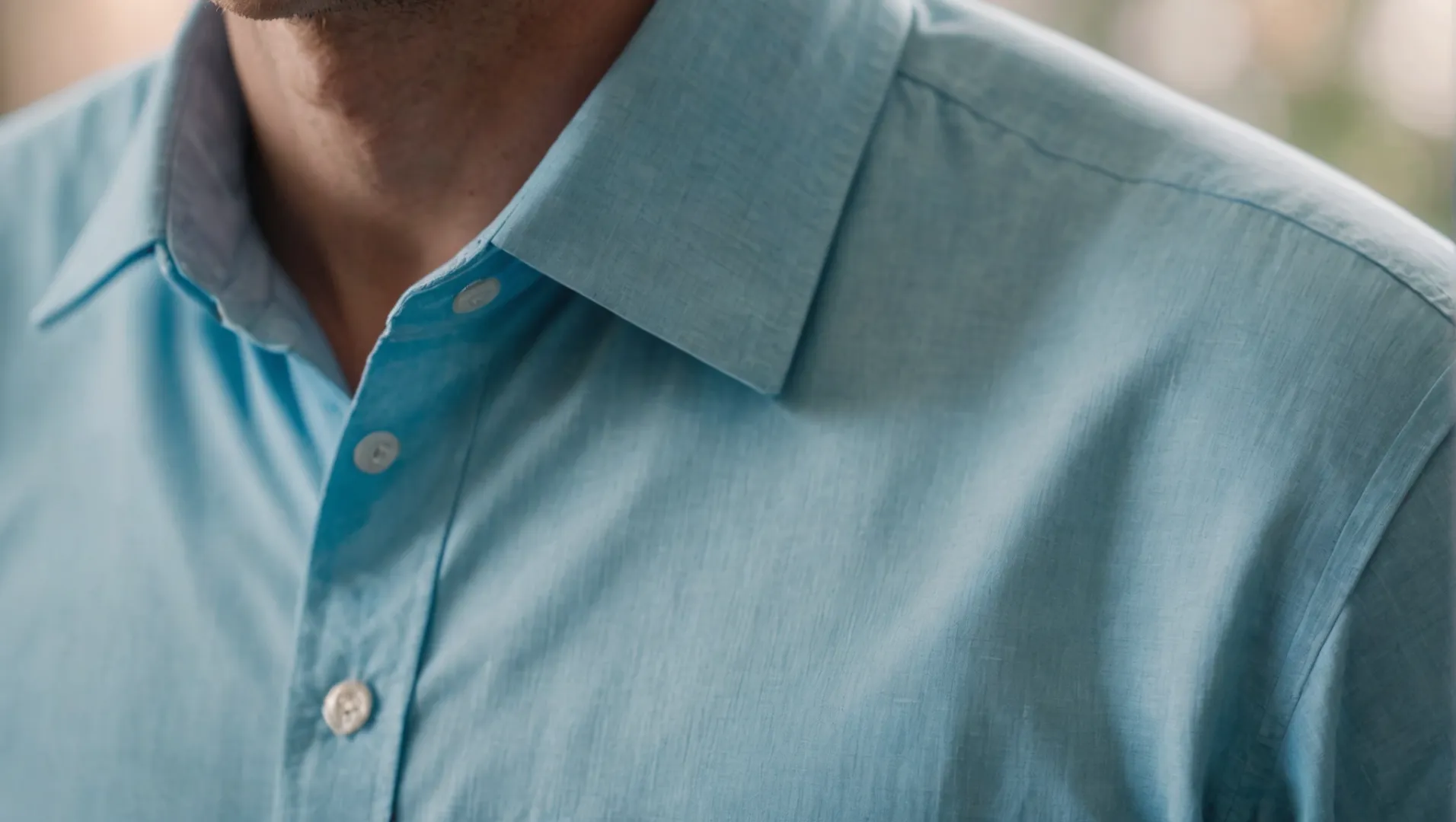 Close-up of a person wearing a Supima cotton shirt, highlighting the fabric's texture and softness.