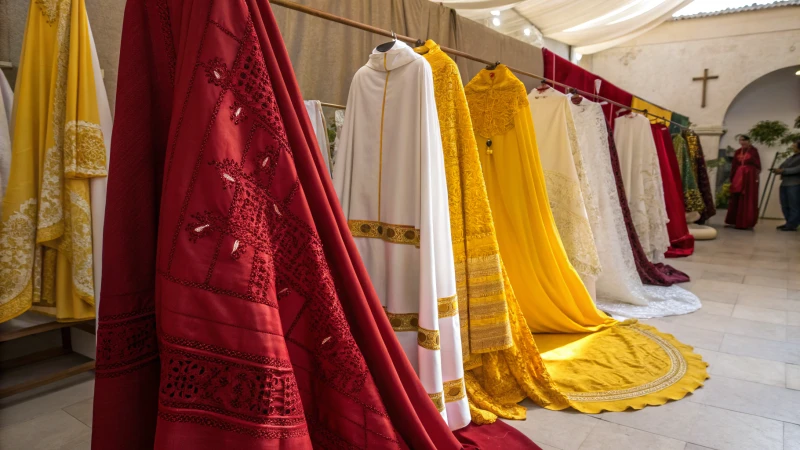 Vibrant traditional garments in various colors and patterns