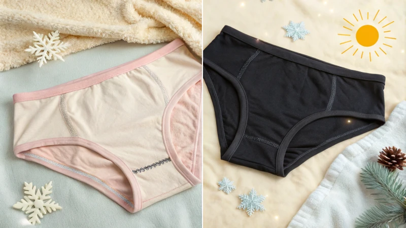 A collage of underwear representing hot and cold climates