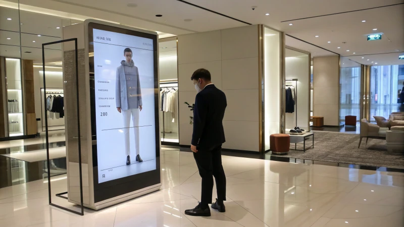 A modern virtual fitting room with a person using augmented reality technology