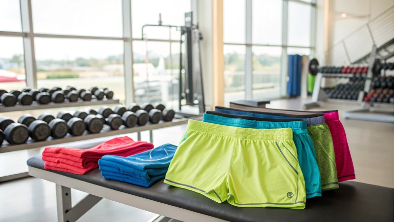 Active wear underwear on a gym bench