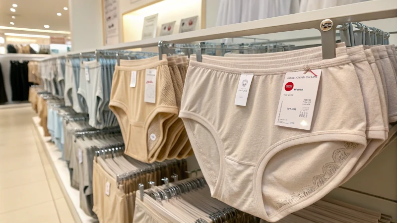 Display of allergy-friendly underwear in neutral tones