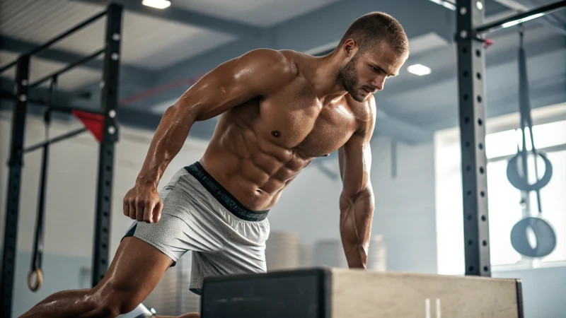 Athlete working out in gym wearing boxer briefs