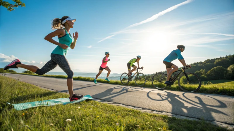 Athletes in moisture-wicking fabrics engaged in sports activities under sunlight