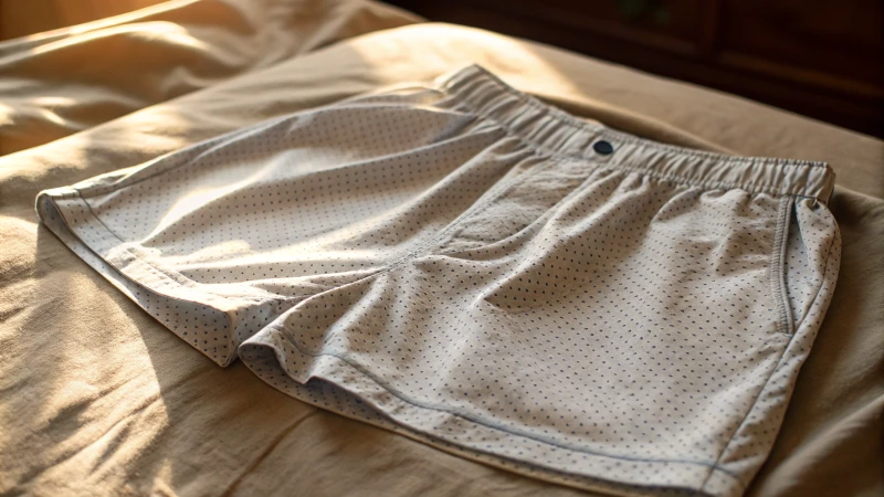 Close-up of boxer shorts on a textured surface