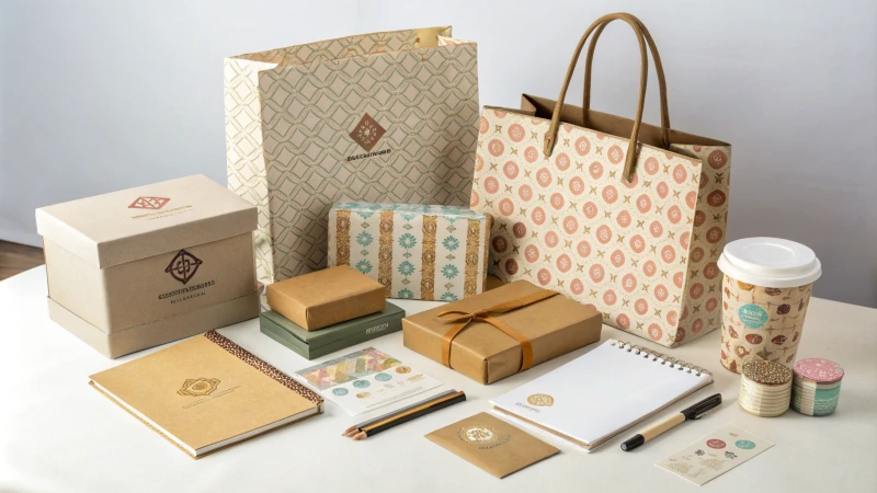 An arrangement of branded products on a neutral background