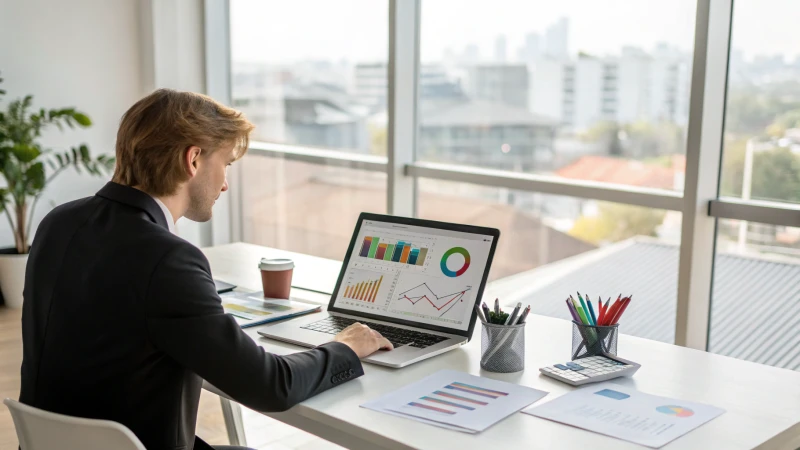 A business professional working in a modern office