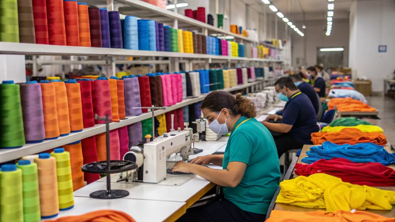 Workers at a custom underwear production workshop