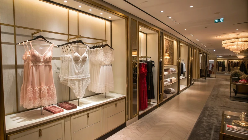 Chic boutique interior showcasing luxury underwear collections