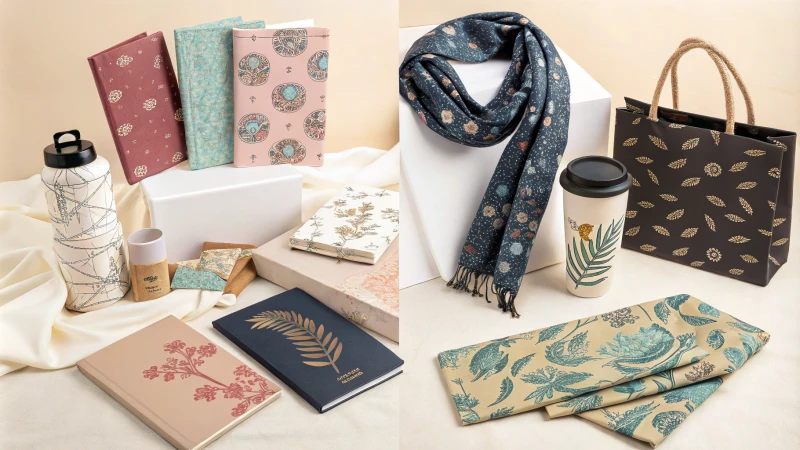 Collage of custom products with consistent patterns