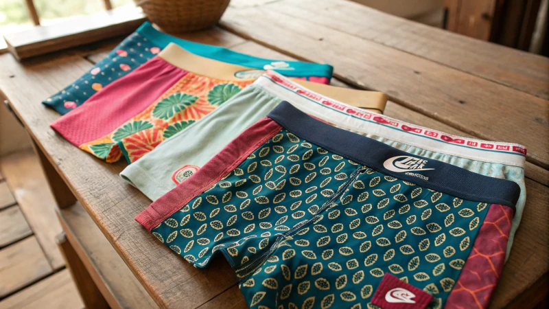 Vibrant custom underwear on a wooden table