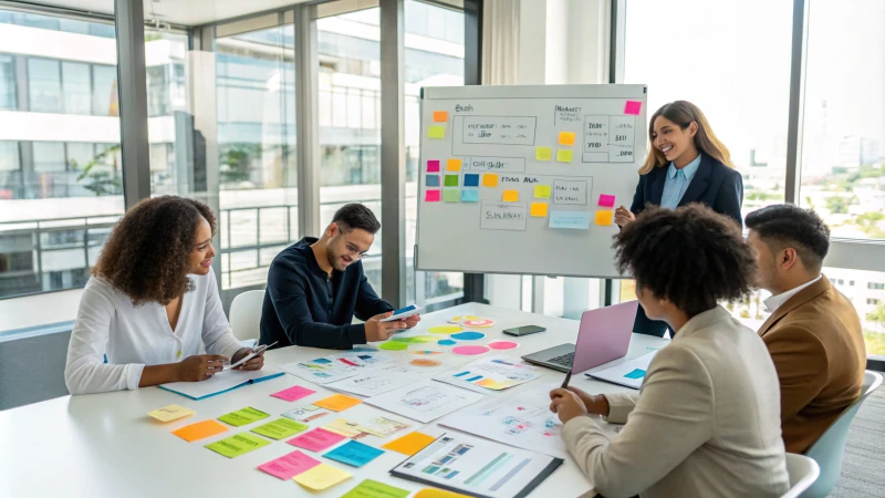 A diverse group of professionals engaged in discussion around a conference table.