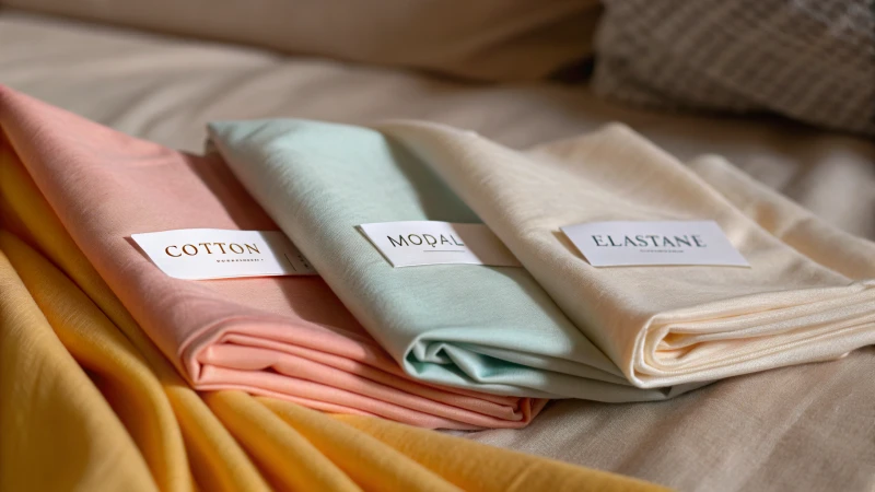 Close-up of fabric swatches on a neutral surface