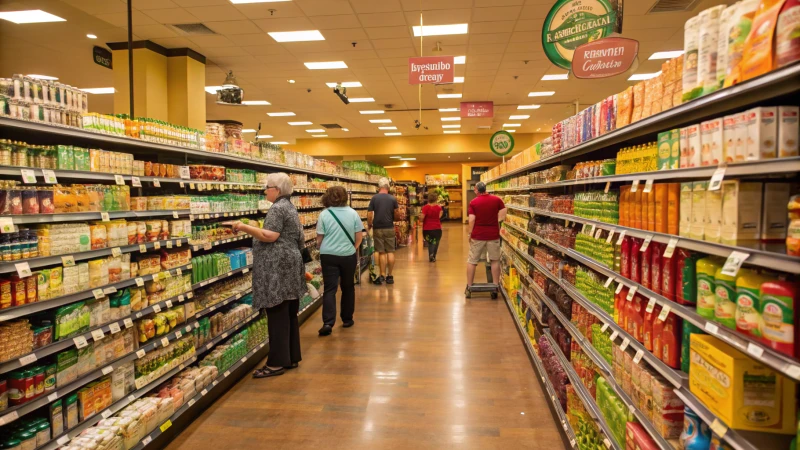Grocery store aisle with private label products