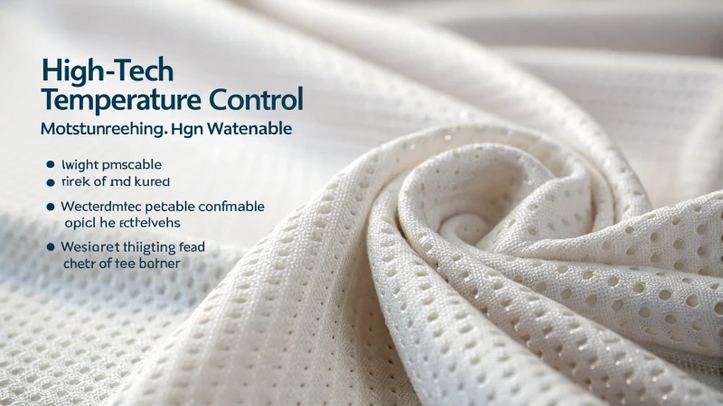 Close-up of high-tech fabric with moisture-wicking properties