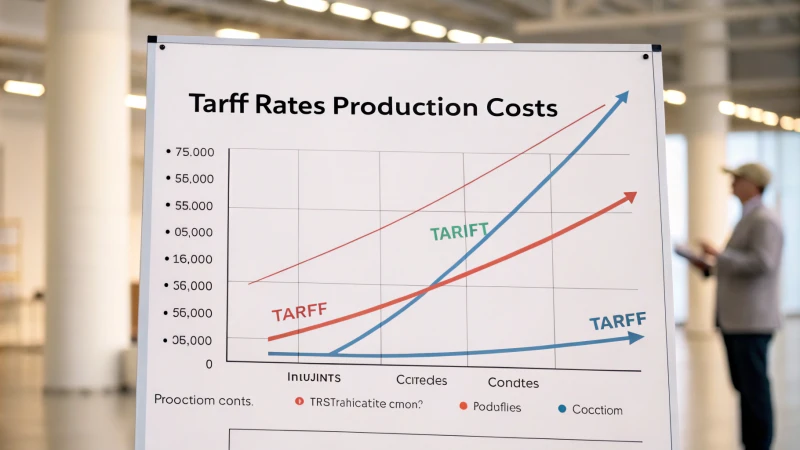 Photorealistic graph showing impact of tariffs on production costs
