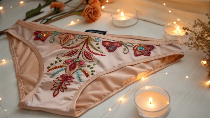 Close-up of luxurious embroidered underwear