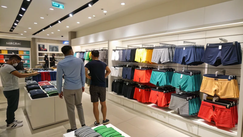 Contemporary retail display of men's underwear