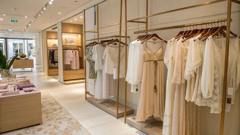 Modern boutique interior showcasing eco-friendly lingerie collection