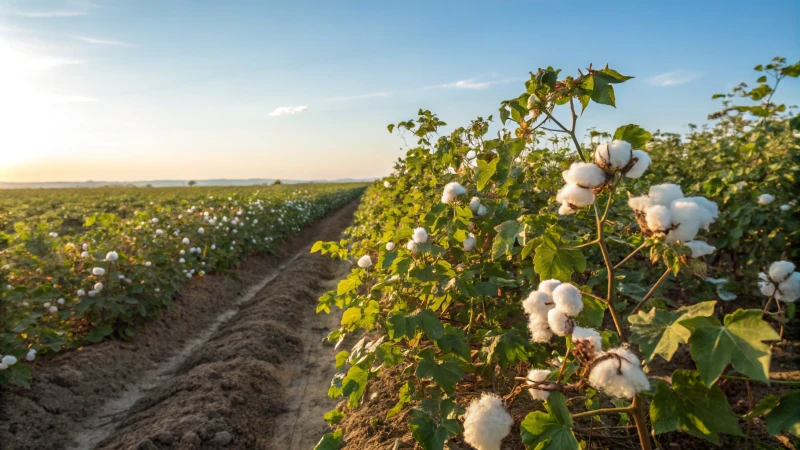 Organic cotton field with white bolls