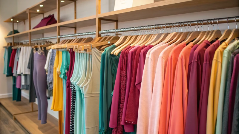 A well-organized closet with colorful stretchy garments