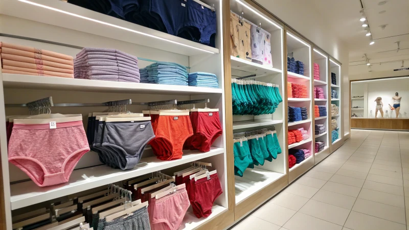 A well-organized retail display of underwear