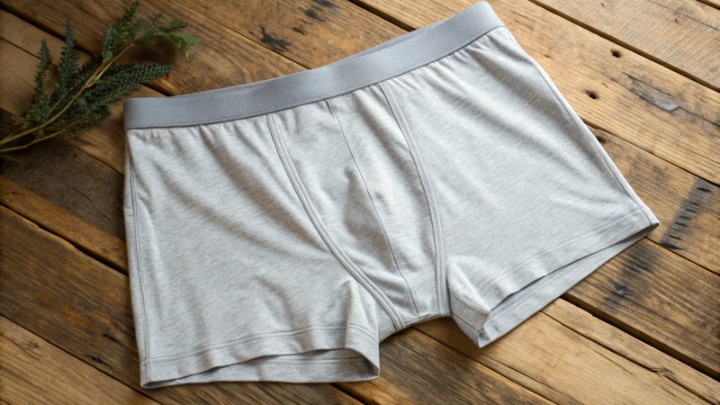 Close-up of seam-free boxer shorts on a wooden surface
