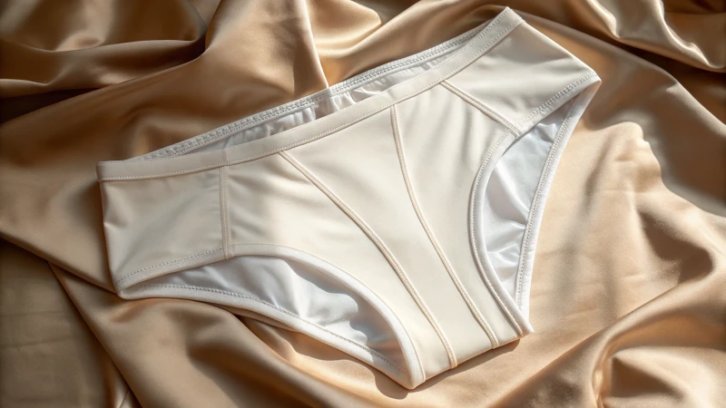 Close-up of seam-taped underwear on a textured background