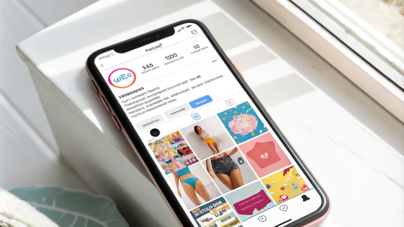 Smartphone displaying a trendy social media feed for stylish underwear