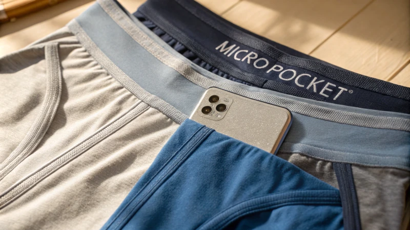 Close-up of stylish men's underwear with micro-pocket design