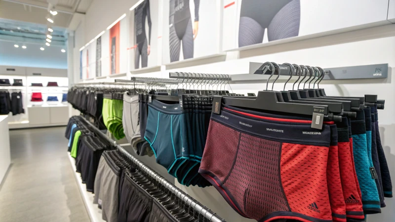 A stylish retail display of ergonomic underwear